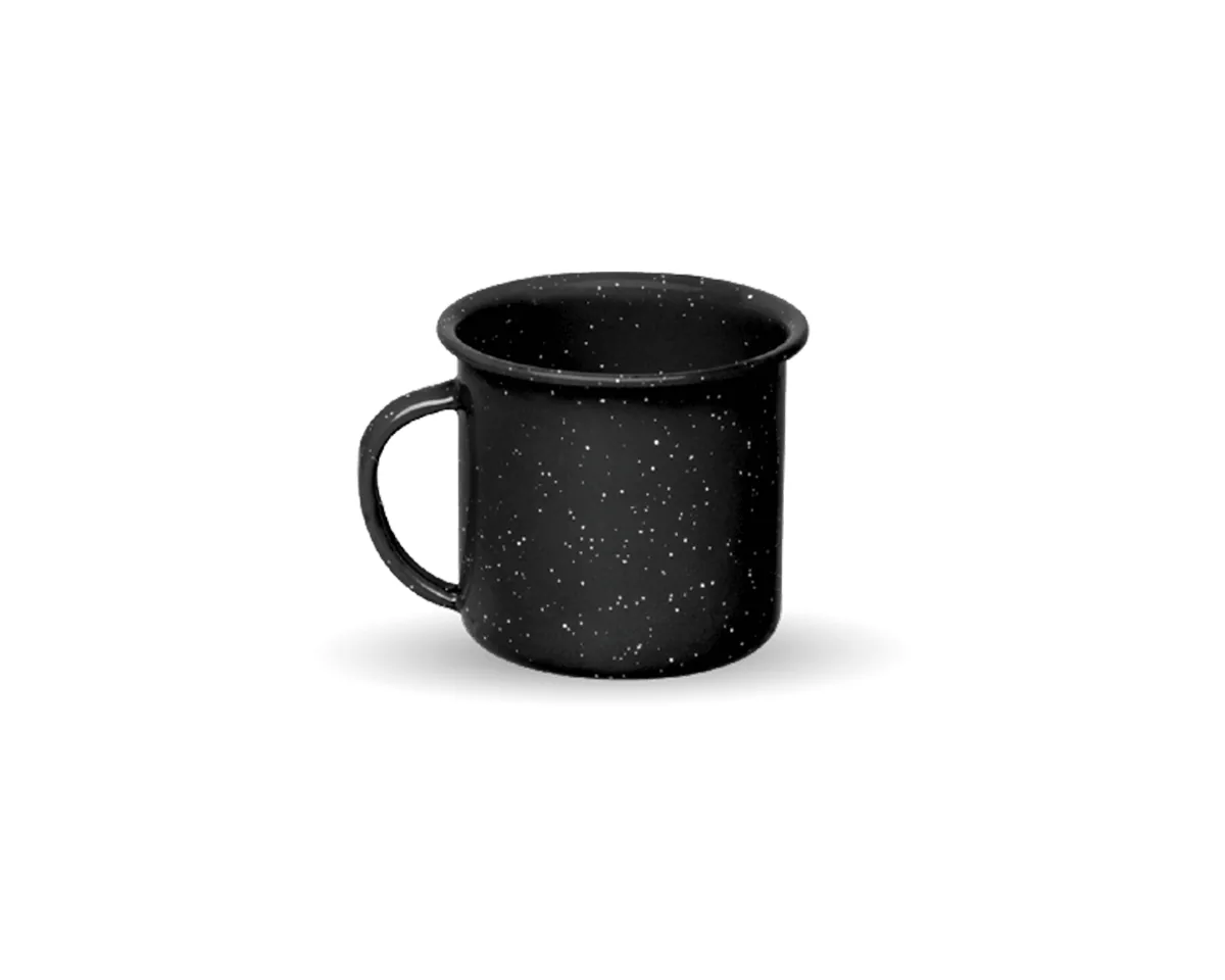 Tasse haute émaillée, finition noir moucheté